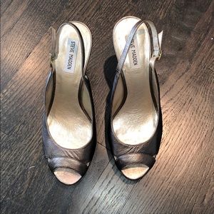 Steve Madden bronze platform heels